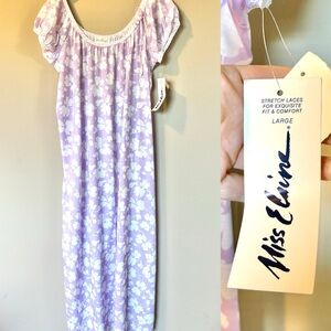 Miss Elaine Purple Floral MuuMuu Nightgown Sleep Dress NEW Size Large NWT
